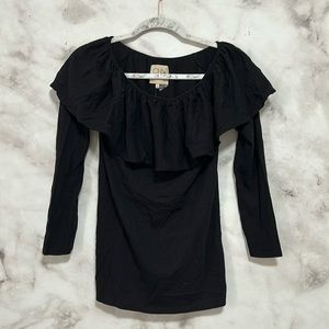 Chaser Ruffle Collar Neckline Long Sleeve Tee